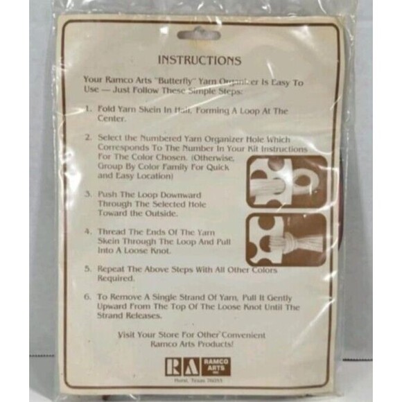 2 x Vtg Butterfly Yarn Organizers 16 Holes Yellow Plastic Crewel Needlecrafts - Picture 6 of 6